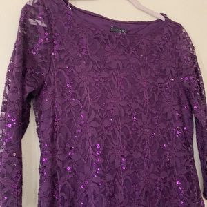 Tiana B. Sequen and lace dress